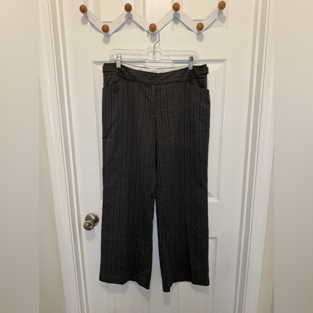 RARE FIND Y2K Worthington Dark Gray Pants with Metallic Silver Pinstripes